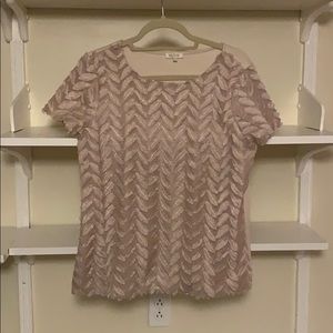 Anthropologie Weston pink and gold floral top